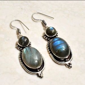 #36 Labradorite Drop Dangle Handcrafted Earrings 2.8” NWOT